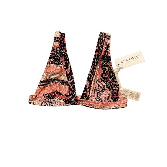 Seafolly Women's Fixed Longline Moroccan Moon Triangle Bikini Top Sz 4 B… - Picture 2 of 6